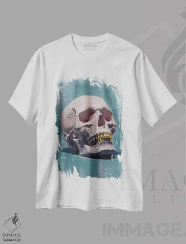 تیشرت سفید طرح دار – تیشرت فانتزی ,"گریل جمجمه" اثر ماناسه جانسون فروشگاه ایماژ
