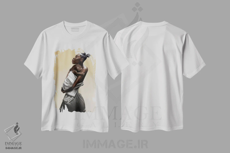 تیشرت سفید طرح دار – تیشرت هنری ,"مادر و کودک" اثر ماناسه جانسون immage.ir