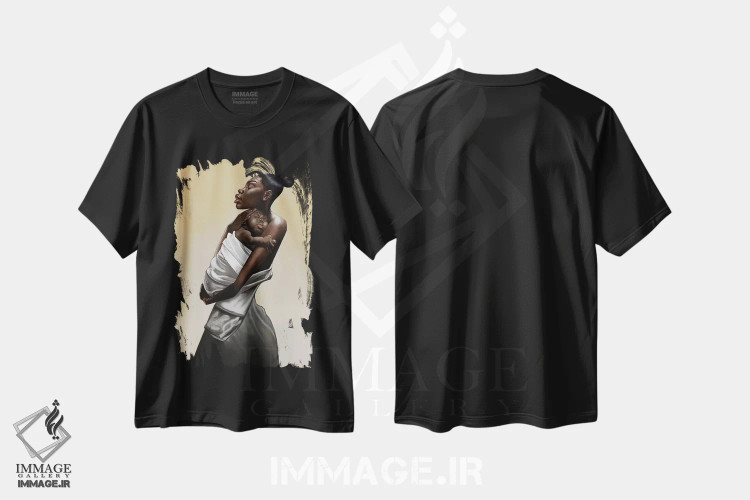 تیشرت مشکی طرح دار – تیشرت هنری ,"مادر و کودک" اثر ماناسه جانسون فروشگاه ایماژ