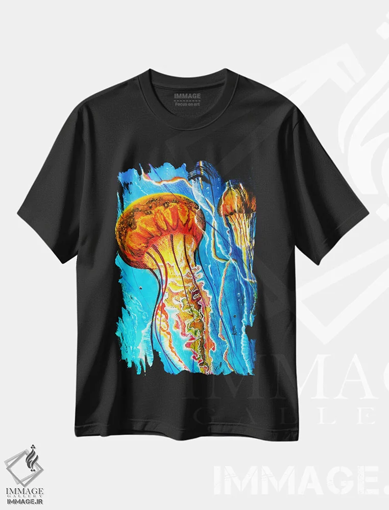 تیشرت مشکی طرح دار – تیشرت طبیعت ,"ژله ها" اثر مارتین نسیم immage.ir