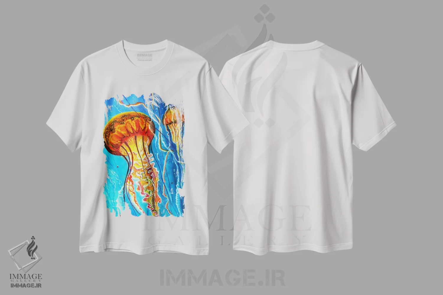 تیشرت سفید طرح دار – تیشرت طبیعت ,"ژله ها" اثر مارتین نسیم فروشگاه ایماژ