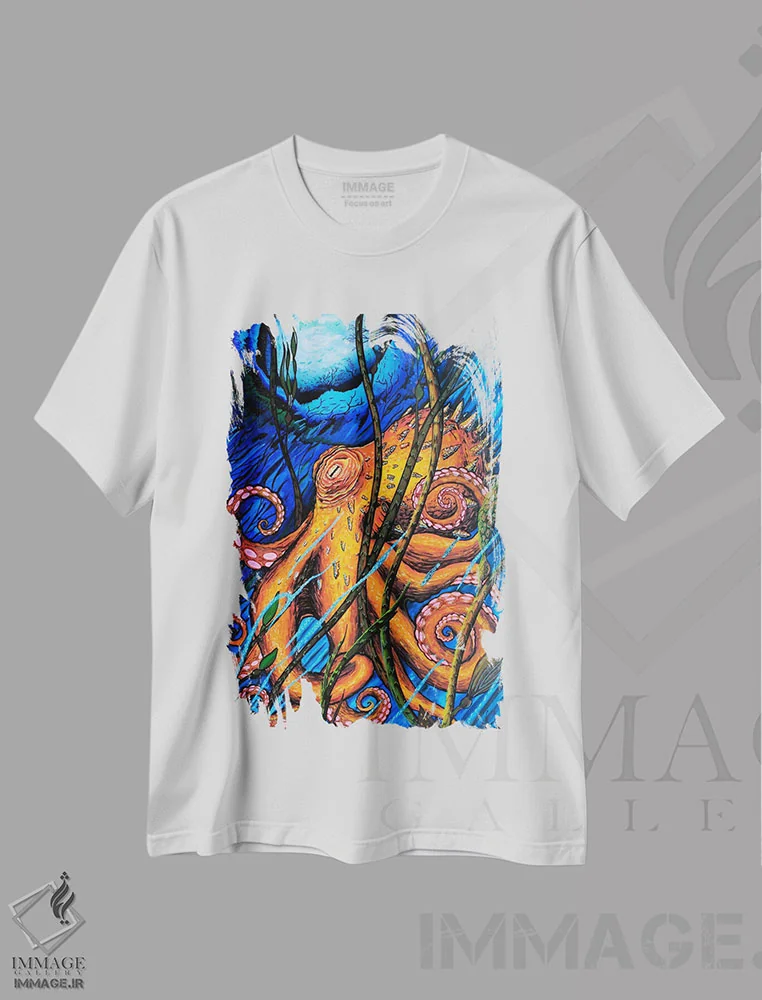 تیشرت سفید طرح دار – تیشرت دریایی ,"اکتو شماره " اثر مارتین نسیم فروشگاه ایماژ