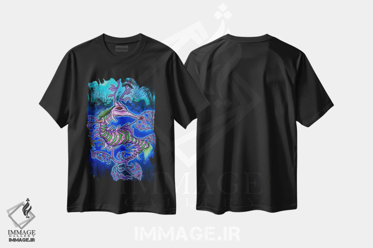 تیشرت مشکی طرح دار – تیشرت فانتزی ,"آقای اژدها" اثر مارتین نسیم فروشگاه ایماژ