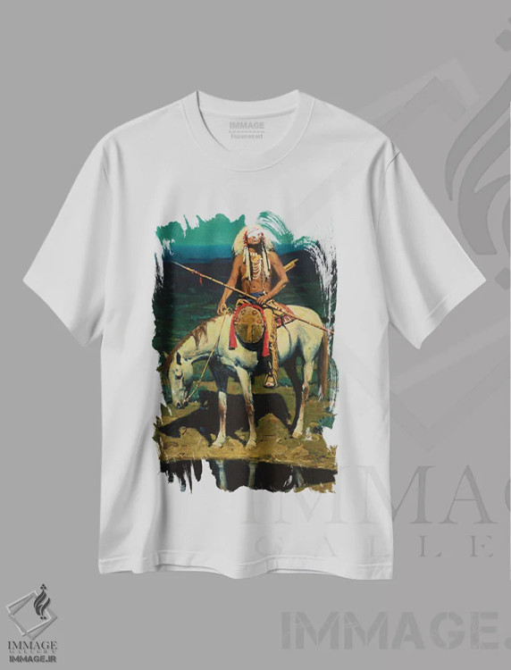 تیشرت سفید طرح دار – تیشرت هنری ,"ماه داکوتا" اثر دیوید من immage.ir