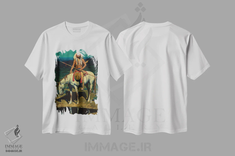 تیشرت سفید طرح دار – تیشرت هنری ,"ماه داکوتا" اثر دیوید من immage.ir