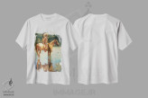 تیشرت سفید طرح دار – تیشرت هنری ,"بازگشت مرغ مگس خوارها" اثر دیوید من immage.ir