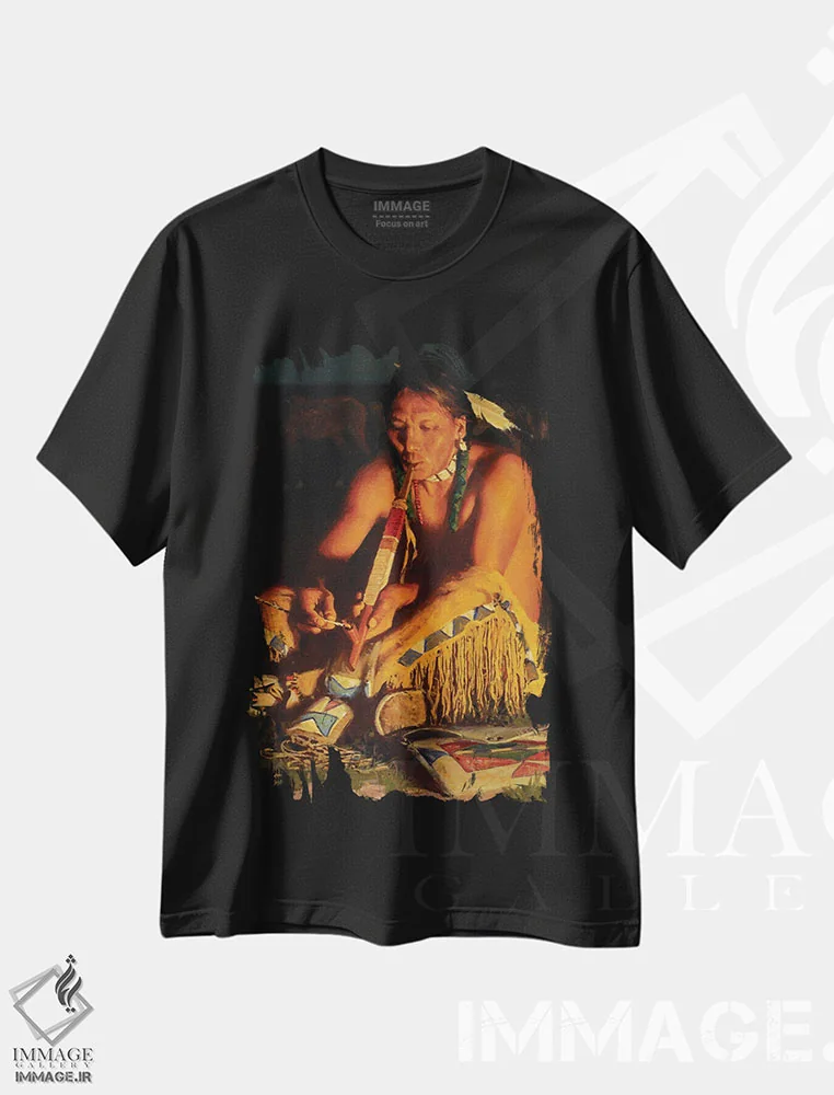 تیشرت مشکی طرح دار – تیشرت هنری ,"دود کیوا" اثر دیوید من immage.ir