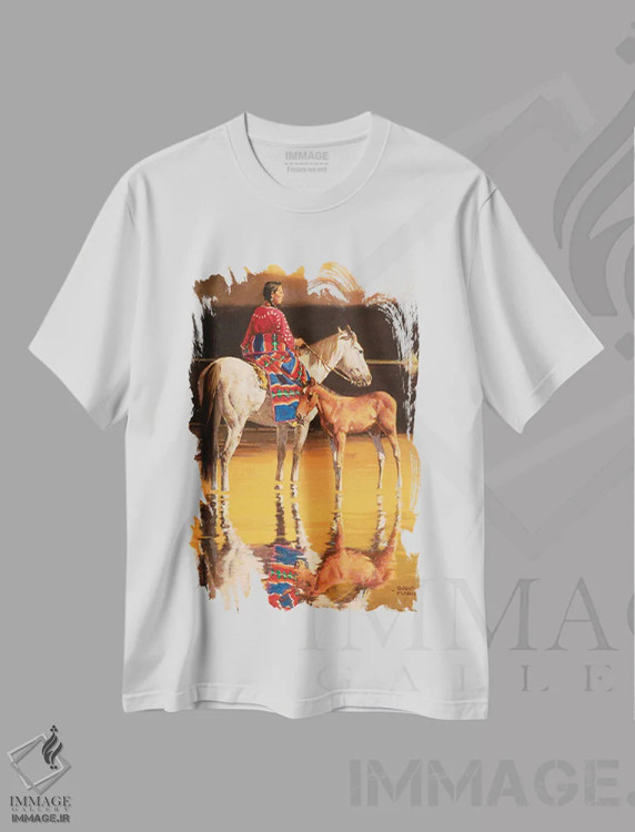 تیشرت سفید طرح دار – تیشرت زنانه ,"ردیاب لاکوتا" اثر دیوید من immage.ir