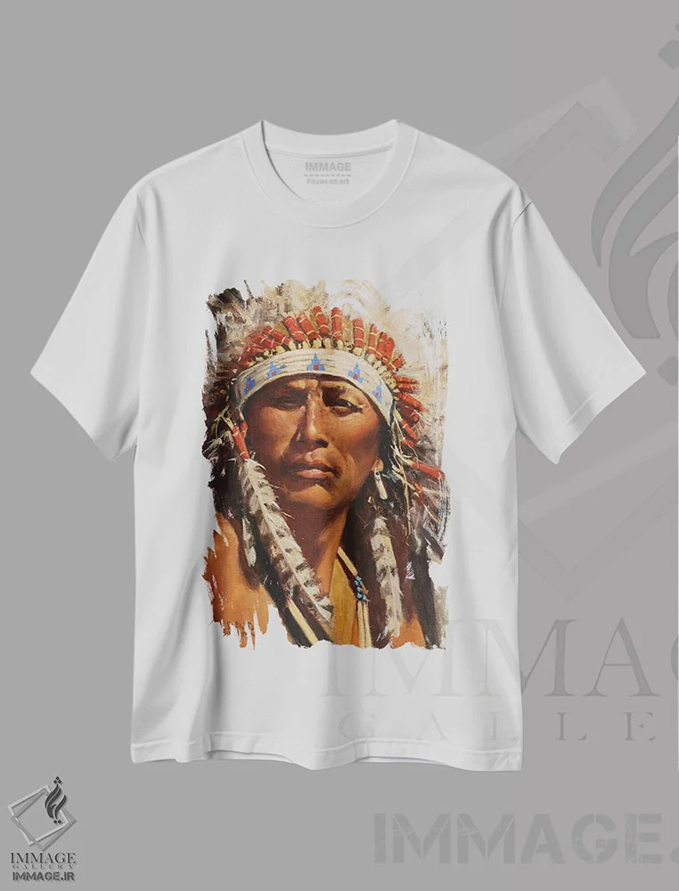 تیشرت سفید طرح دار – تیشرت هنری ,"روح آمریکایی" اثر دیوید من immage.ir