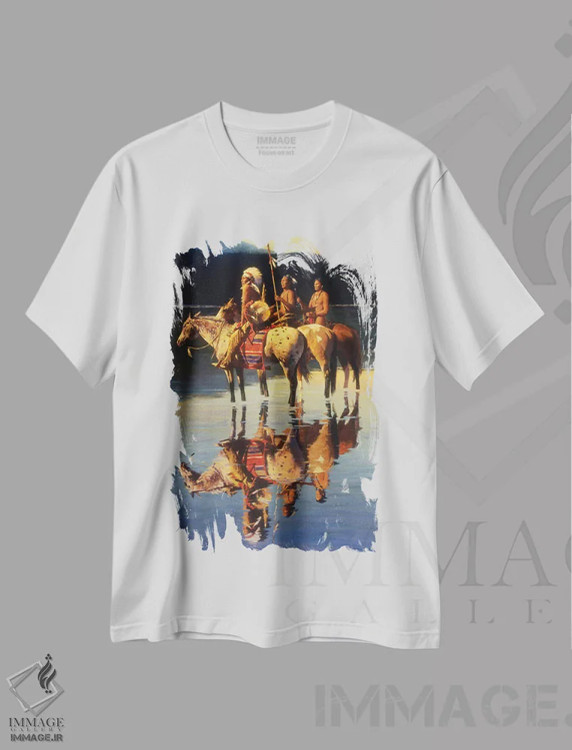 تیشرت سفید طرح دار – تیشرت طبیعت ,"صلح بر دریاچه آبی" اثر دیوید من فروشگاه ایماژ