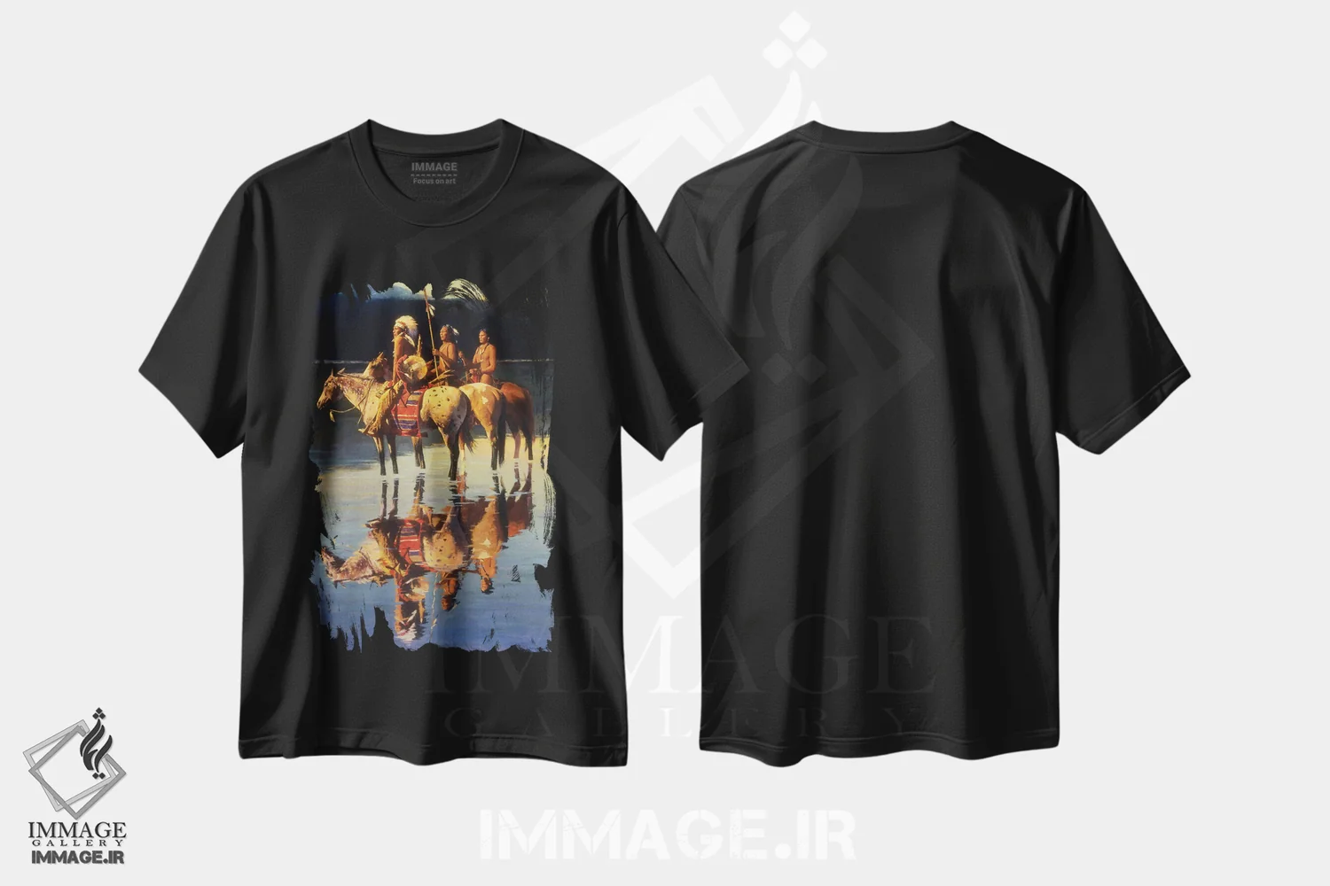 تیشرت مشکی طرح دار – تیشرت طبیعت ,"صلح بر دریاچه آبی" اثر دیوید من immage.ir