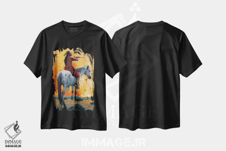 تیشرت مشکی طرح دار – تیشرت گرافیکی ,"قسم خورشید" اثر دیوید من فروشگاه ایماژ