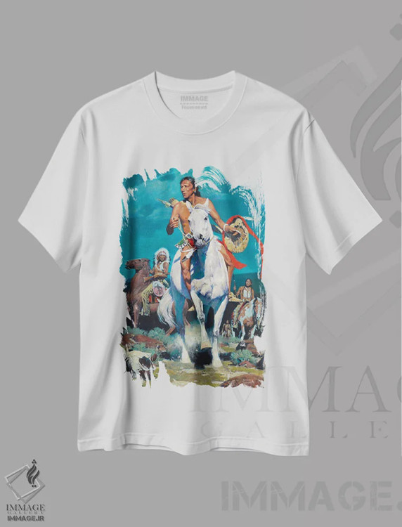 تیشرت سفید طرح دار – تیشرت طبیعت ,"نوک میزای بلند" اثر دیوید من immage.ir