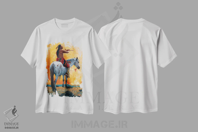 تیشرت سفید طرح دار – تیشرت گرافیکی ,"قسم خورشید" اثر دیوید من immage.ir