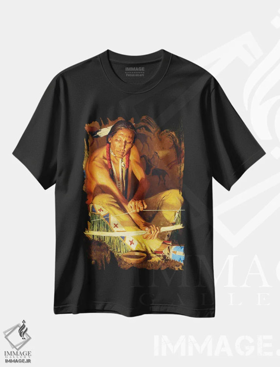 تیشرت مشکی طرح دار – تیشرت فرهنگی ,چوب و زه اثر دیوید من فروشگاه ایماژ