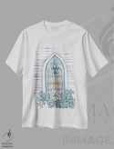 تیشرت سفید طرح دار – تیشرت هنری ,رفتن به کلیسا اثر میشل نورمن فروشگاه ایماژ