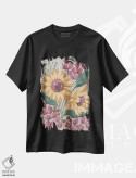 تیشرت مشکی طرح دار – تیشرت گل آفتابگردان ,چهره های آفتابی اثر میشل نورمن فروشگاه ایماژ