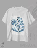 تیشرت سفید طرح دار – تیشرت هنری آبرنگی ,مروارید آبی اثر میشل نورمن فروشگاه ایماژ