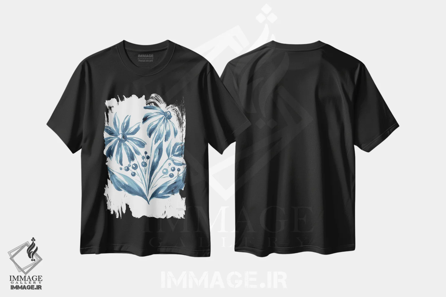 تیشرت مشکی طرح دار – تیشرت هنری آبرنگی ,مروارید آبی اثر میشل نورمن immage.ir