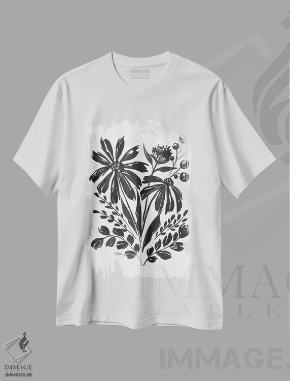 تیشرت سفید طرح دار – تیشرت گلدار ,باغ گل مروارید اثر میشل نورمن فروشگاه ایماژ