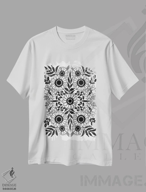 تیشرت سفید طرح دار – تیشرت گل آفتابگردان ,منتخبی از گل آفتابگردان اثر میشل نورمن immage.ir