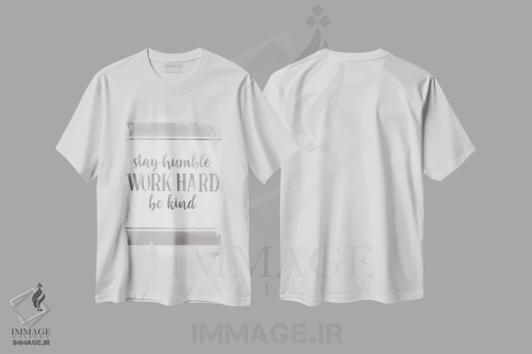 تیشرت سفید طرح دار – تیشرت انگیزشی ,سخت کار کن اثر میشل نورمن immage.ir