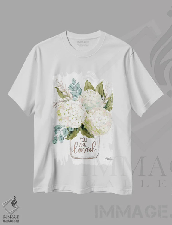 تیشرت سفید طرح دار – تیشرت هنری ,گل هایی که دوستت دارند اثر میشل نورمن فروشگاه ایماژ