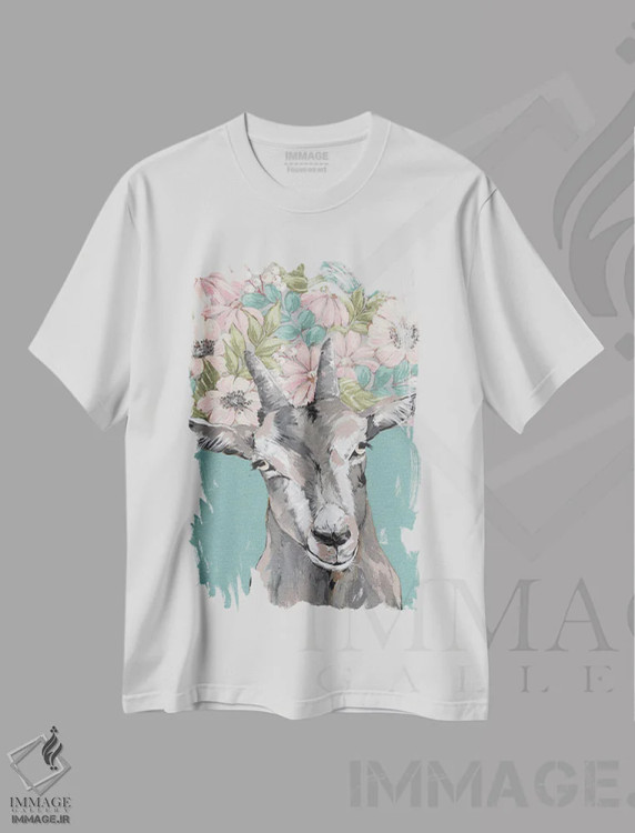 تیشرت سفید طرح دار – تیشرت حیوانات مزرعه ,گرتی بز اثر میشل نورمن فروشگاه ایماژ