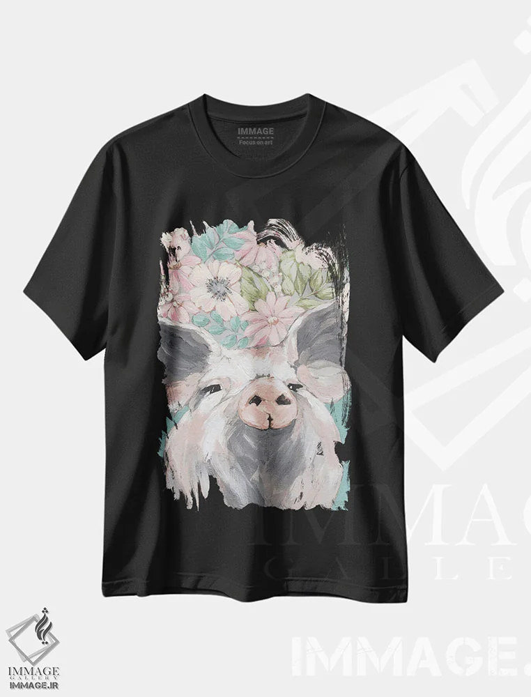 تیشرت مشکی طرح دار – تیشرت حیوانات ,پاتریس خوک اثر میشل نورمن فروشگاه ایماژ
