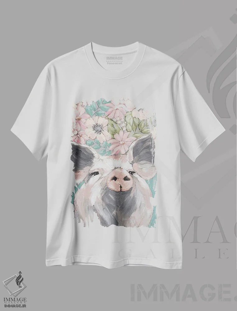 تیشرت سفید طرح دار – تیشرت حیوانات ,پاتریس خوک اثر میشل نورمن immage.ir