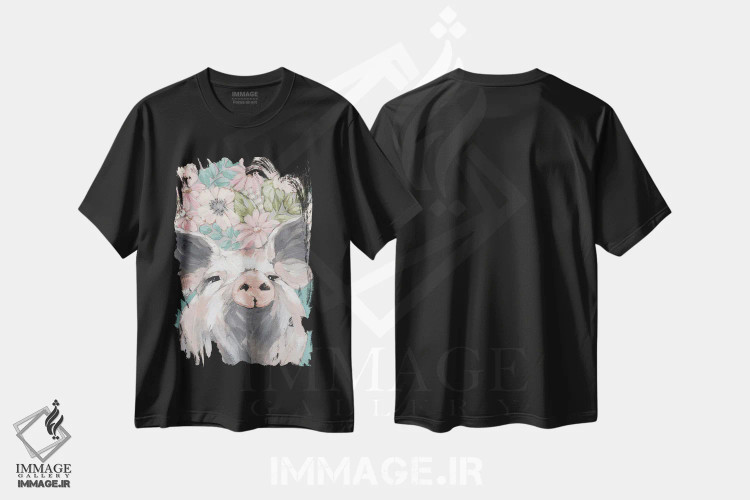 تیشرت مشکی طرح دار – تیشرت حیوانات ,پاتریس خوک اثر میشل نورمن فروشگاه ایماژ