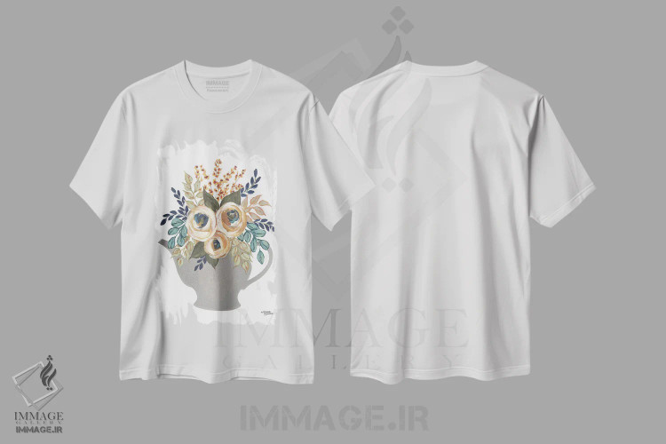 تیشرت سفید طرح دار – تیشرت وینتیج ,کاسه های گلدار پاییزی اثر میشل نورمن فروشگاه ایماژ