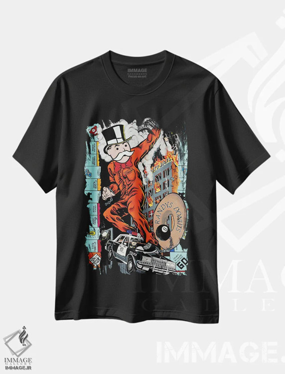 تیشرت مشکی طرح دار – تیشرت پاپ کالچر ,فقط در حال بازدید اثر مونوپولی شیطانی immage.ir