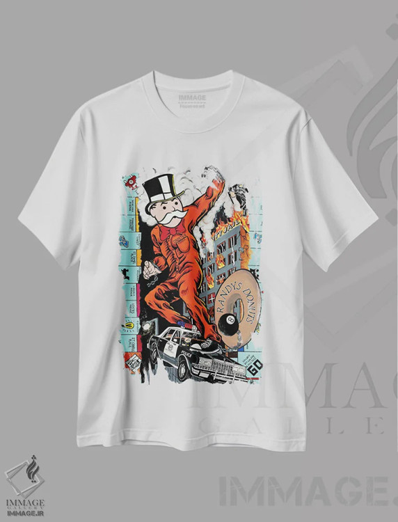 تیشرت سفید طرح دار – تیشرت پاپ کالچر ,فقط در حال بازدید اثر مونوپولی شیطانی فروشگاه ایماژ