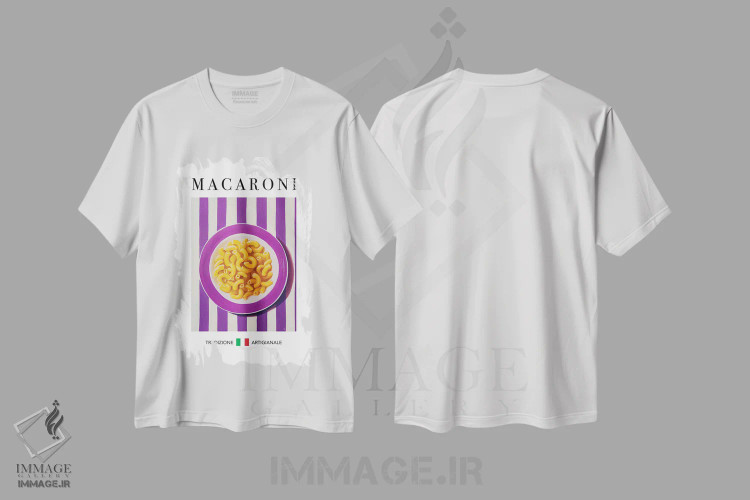 تیشرت سفید طرح دار – تیشرت گرافیکی ,ماکارونی اثر آندریاس ماگنوسون immage.ir
