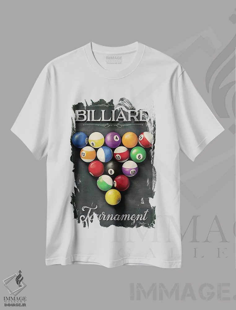 تیشرت سفید طرح دار – تیشرت وینتیج ,مسابقات بیلیارد اثر مالی بی. فروشگاه ایماژ