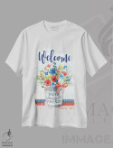 تیشرت سفید طرح دار – تیشرت گل ,گل های وطن پرستانه اثر مالی بی. فروشگاه ایماژ