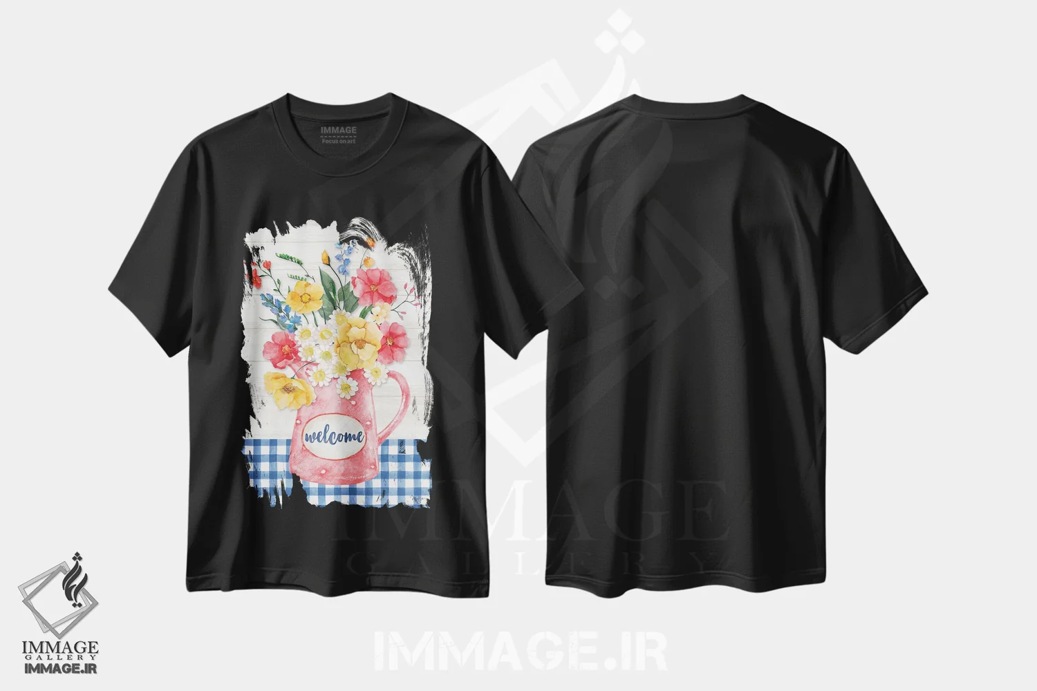 تیشرت مشکی طرح دار – تیشرت گلدار ,پارچ گلدار آمریکایی اثر مالی بی. فروشگاه ایماژ