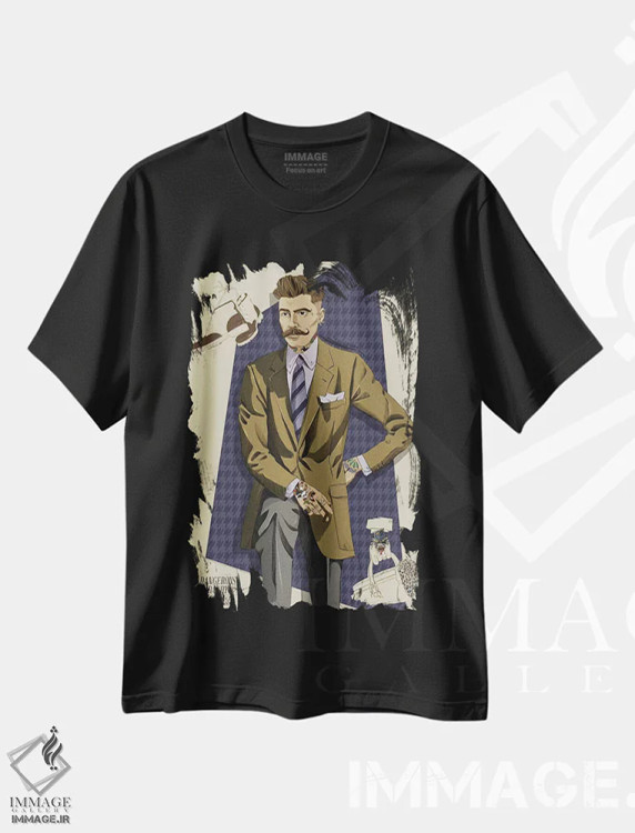 تیشرت مشکی طرح دار – تیشرت مدرن مردانه ,خطرناک و شیک پوش اثر فایو بای فایو کالکتیو immage.ir