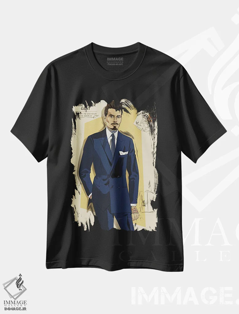 تیشرت مشکی طرح دار – تیشرت گرافیکی ,آقای ببر اثر فایو بای فایو کالکتیو فروشگاه ایماژ