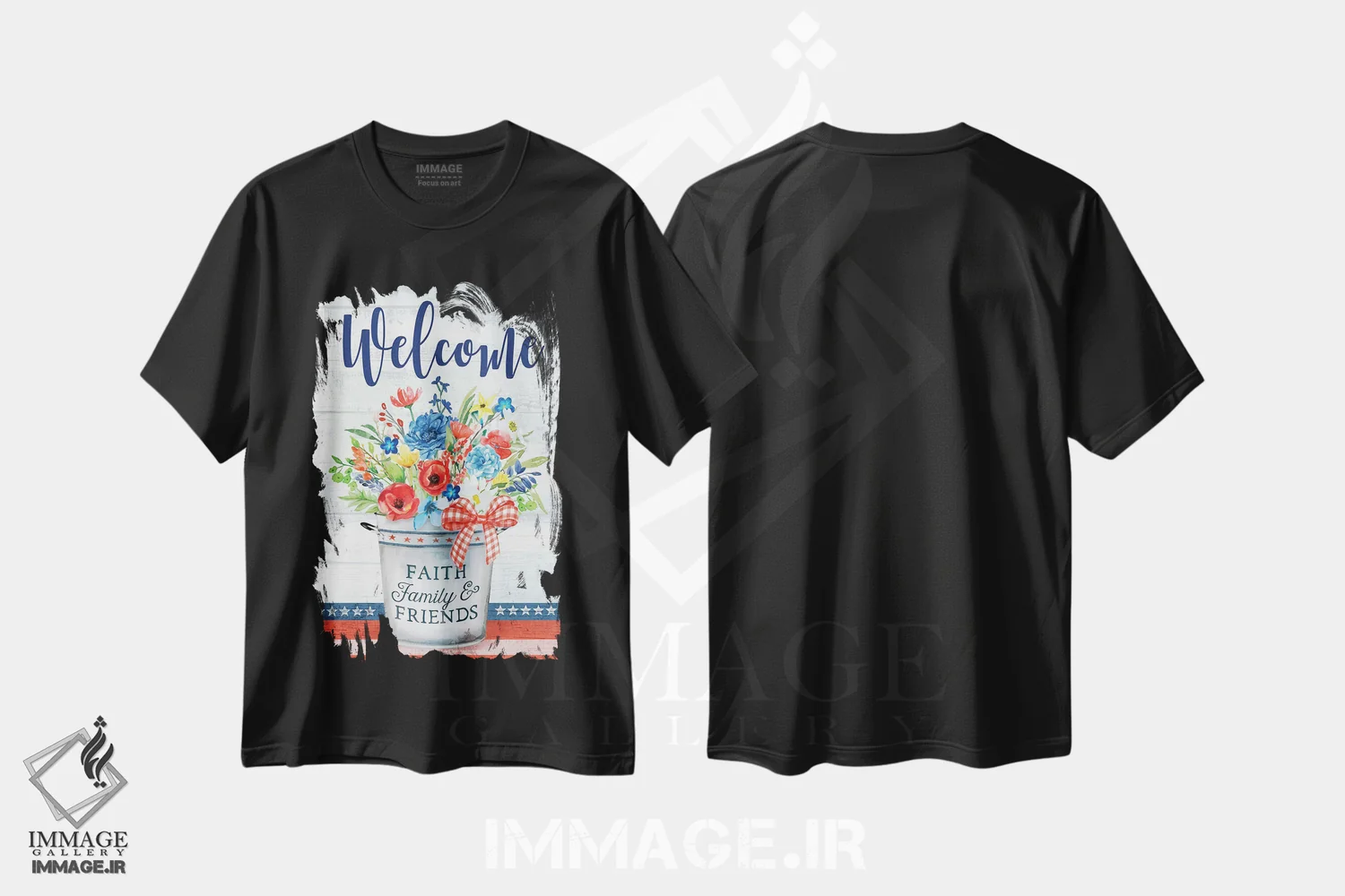 تیشرت مشکی طرح دار – تیشرت گل ,گل های وطن پرستانه اثر مالی بی. immage.ir