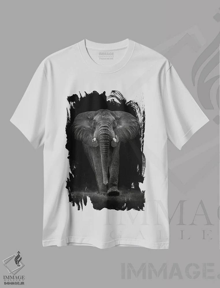 تیشرت سفید طرح دار – تیشرت طبیعت ,گاو ناحیه نگورونگورو اثر ماریو مورنو immage.ir