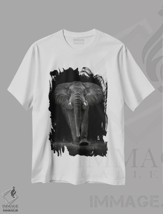 تیشرت سفید طرح دار – تیشرت طبیعت ,گاو ناحیه نگورونگورو اثر ماریو مورنو immage.ir