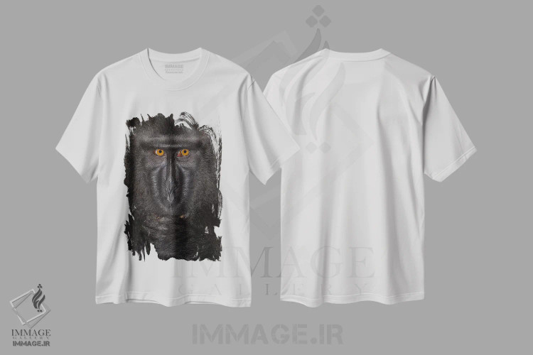 تیشرت سفید طرح دار – تیشرت طبیعت ,ماکاک تاج دار سیاه آلفا کلوزآپ سولاوسی اثر موگنس تروله فروشگاه ایماژ
