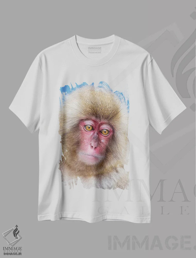 تیشرت سفید طرح دار – تیشرت طبیعت ,پرتره نوجوان میمون برفی اثر موگنس تروله فروشگاه ایماژ