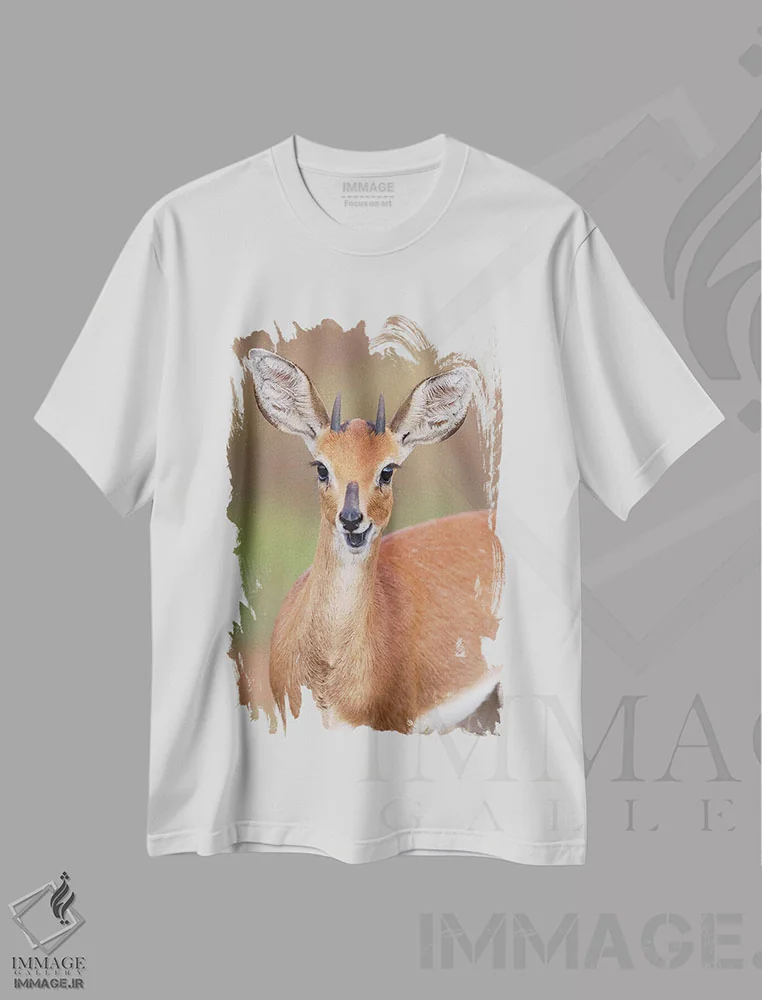 تیشرت سفید طرح دار – تیشرت طبیعت ,استین باک اثر موگنس تروله فروشگاه ایماژ