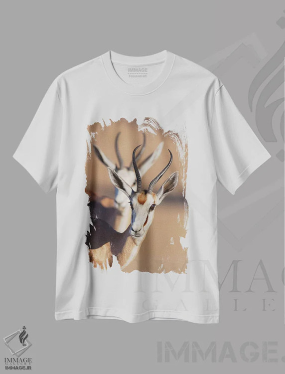 تیشرت سفید طرح دار – تیشرت طبیعت ,همزمانی اسپرینگ باک اثر موگنس تروله immage.ir