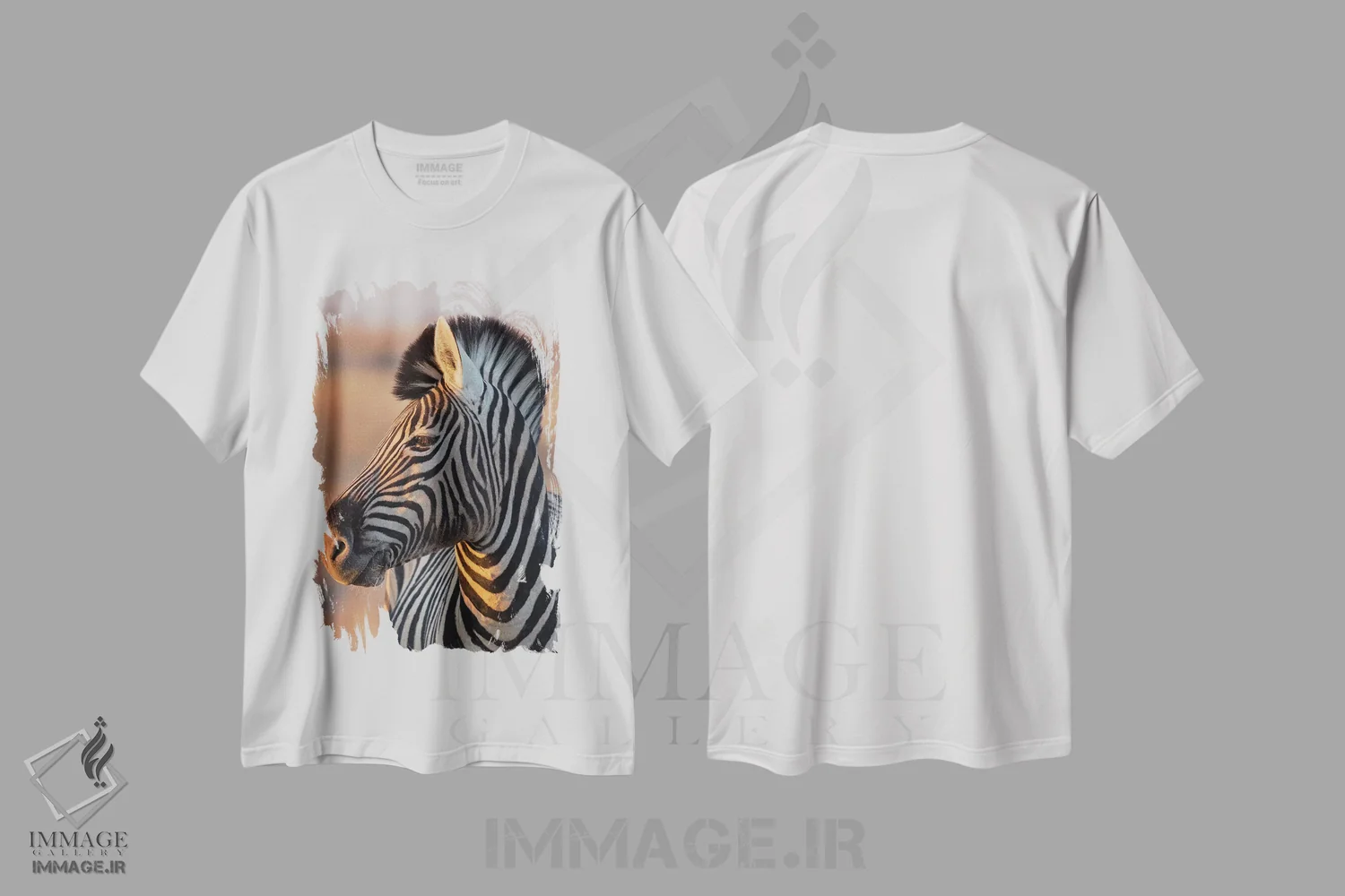 تیشرت سفید طرح دار – تیشرت طبیعت ,گورخر نر در نور غروب اثر موگنس تروله immage.ir