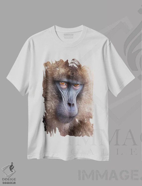 تیشرت سفید طرح دار – تیشرت طبیعت ,اخم گِلادای ماده اتیوپی اثر موگنس تروله فروشگاه ایماژ