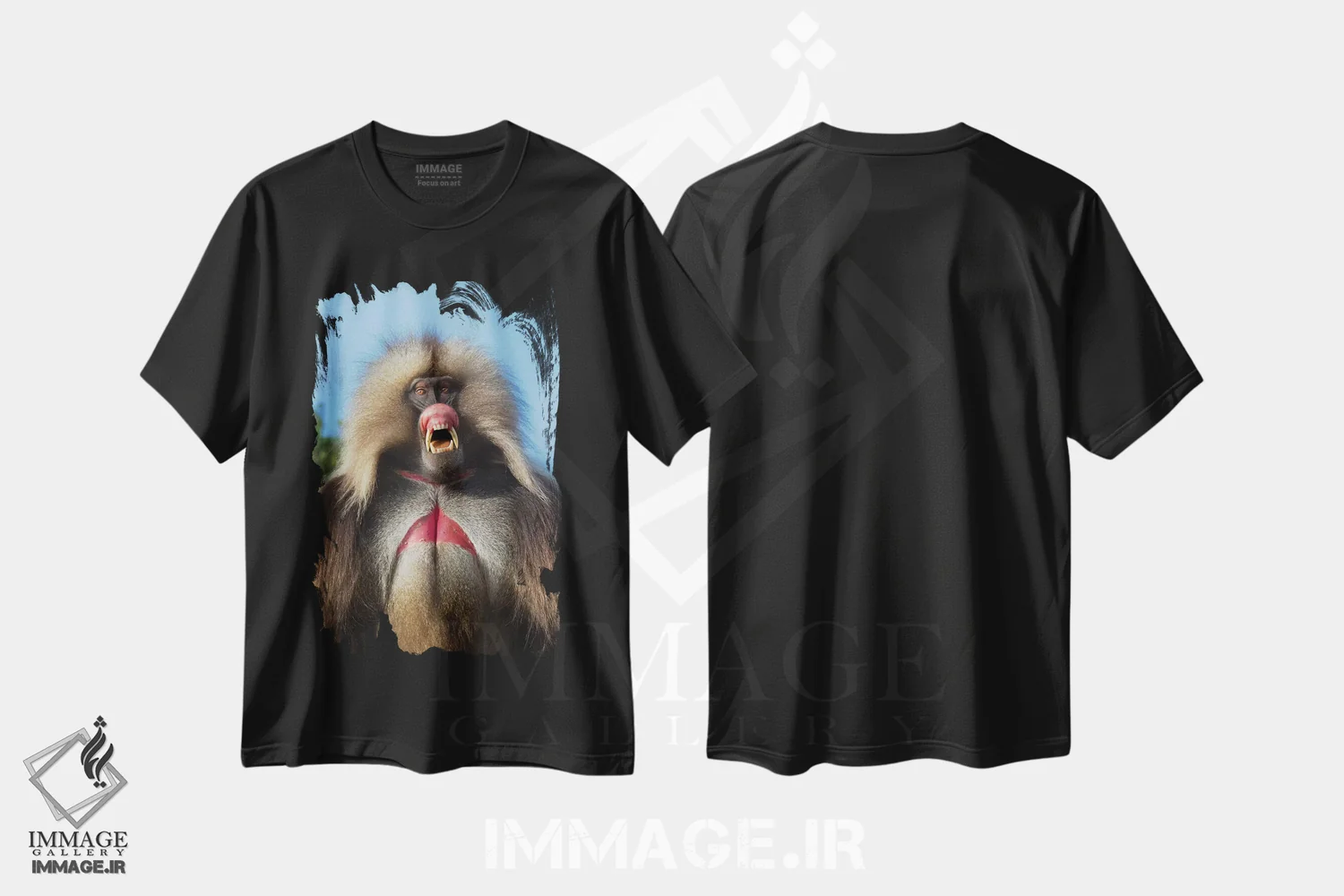 تیشرت مشکی طرح دار – تیشرت حیوانات ,گِلادای تهدیدکننده صورتی اتیوپی اثر موگنس تروله فروشگاه ایماژ